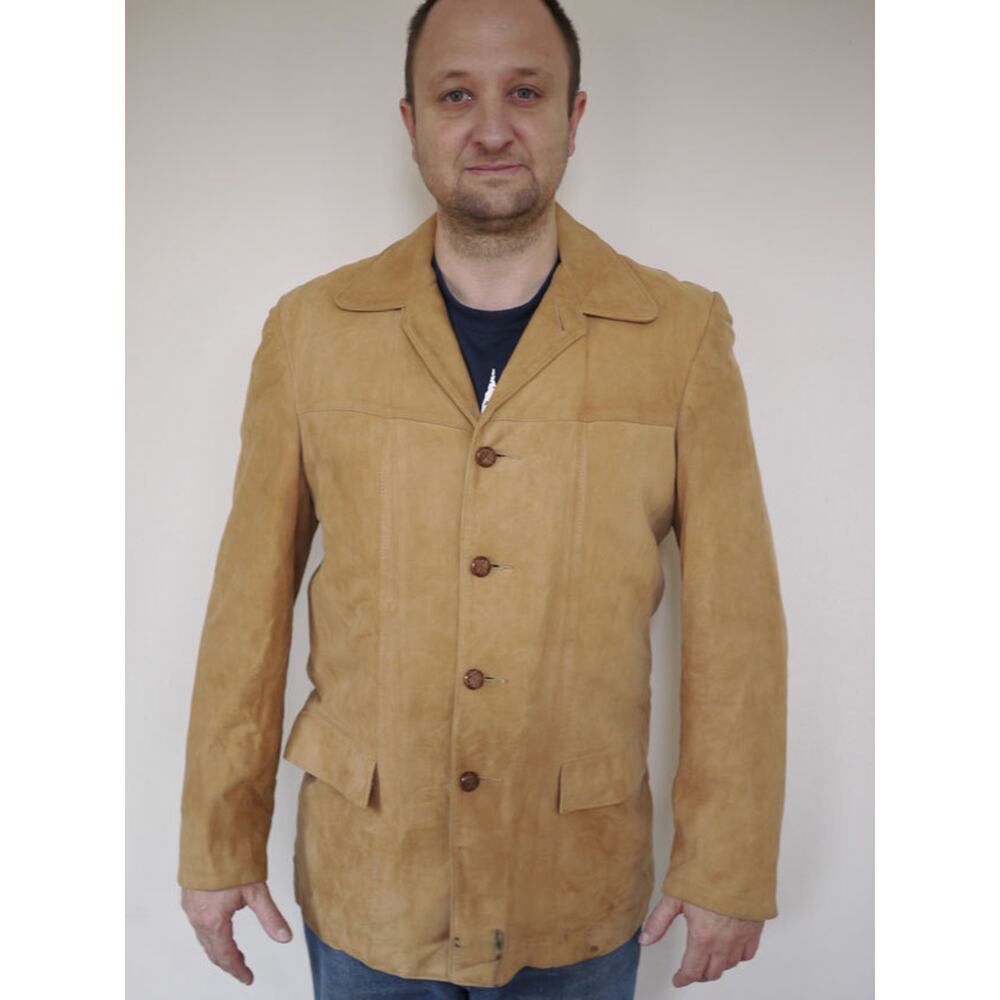 Vintage 1970s CRESCO Geunine Soft SUEDE Brown BLAZER Sport Coat MENS 40